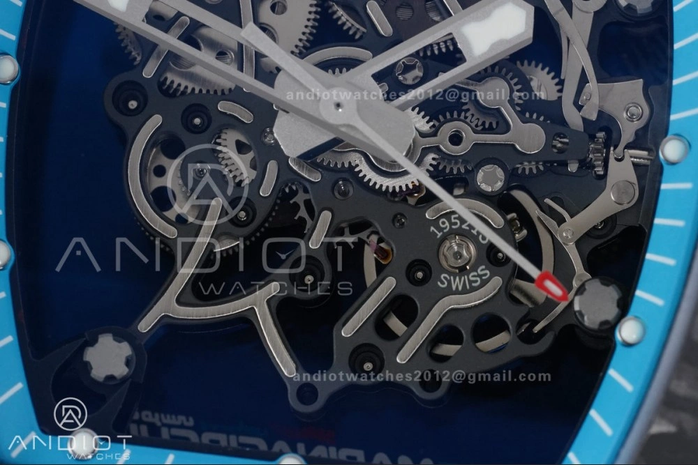 Neat RM055 NTPT APSF 1:1 Best Edition Blue Inner Bezel Blue Crown On White Rubber Strap RMUL2 Super Clone 1230