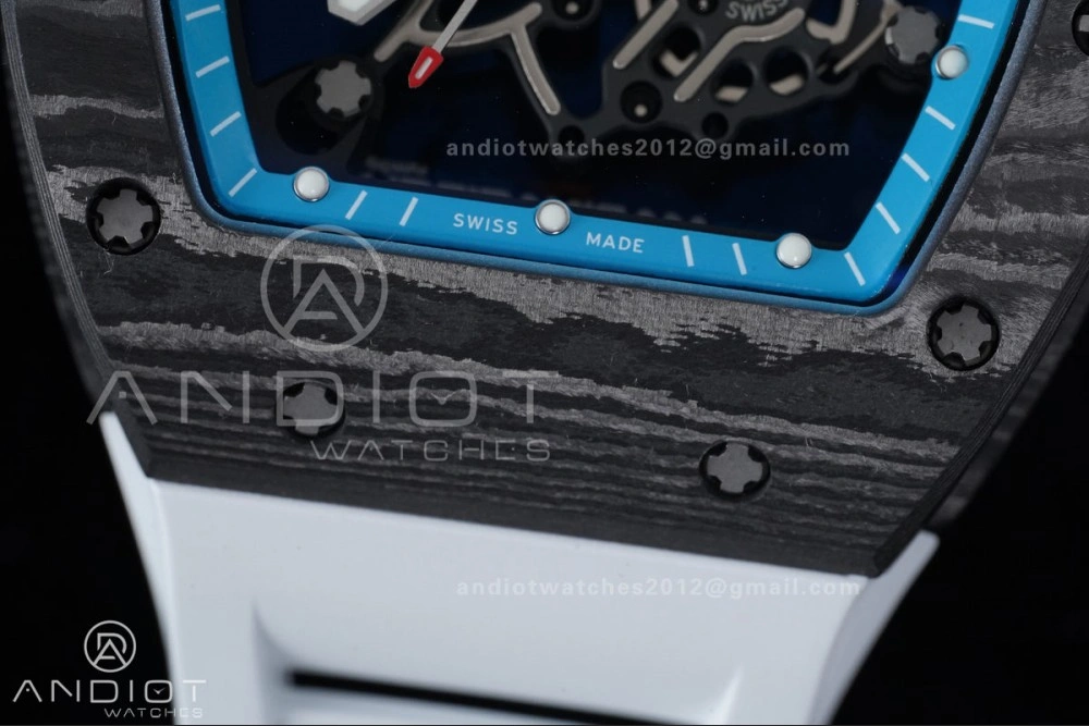 Neat RM055 NTPT APSF 1:1 Best Edition Blue Inner Bezel Blue Crown On White Rubber Strap RMUL2 Super Clone 1230