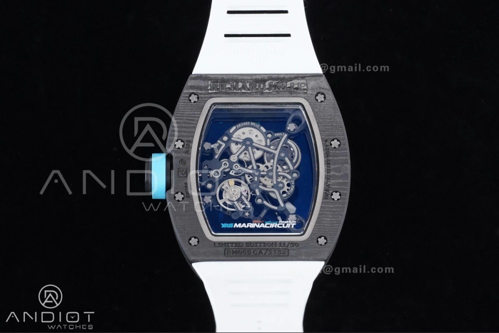 Neat RM055 NTPT APSF 1:1 Best Edition Blue Inner Bezel Blue Crown On White Rubber Strap RMUL2 Super Clone 1230