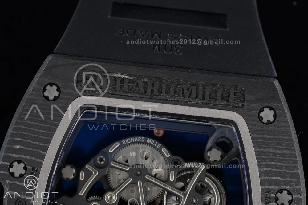 SoftTouch RM055 NTPT APSF 1:1 Best Edition RG Inner Bezel Black Crown On Black Rubber Strap RMUL2 Super Clone 1243
