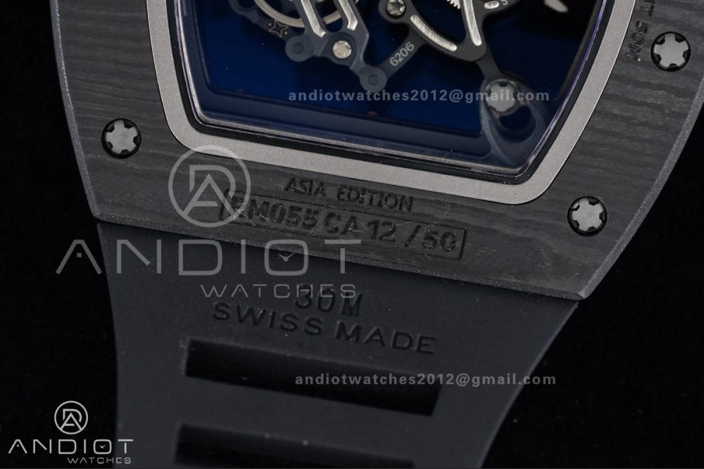 SoftTouch RM055 NTPT APSF 1:1 Best Edition RG Inner Bezel Black Crown On Black Rubber Strap RMUL2 Super Clone 1243