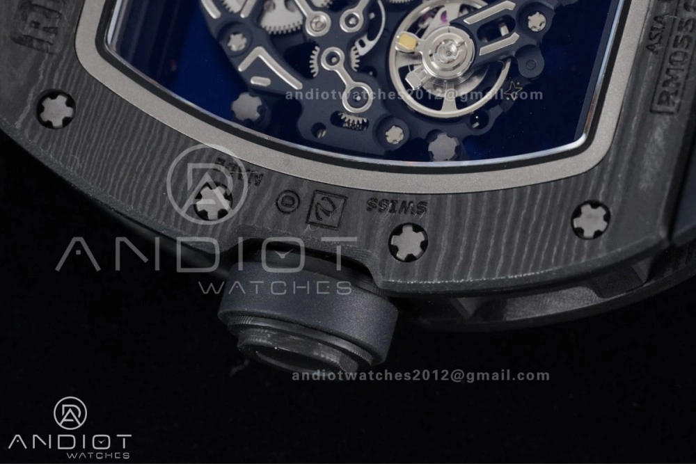 SoftTouch RM055 NTPT APSF 1:1 Best Edition RG Inner Bezel Black Crown On Black Rubber Strap RMUL2 Super Clone 1243