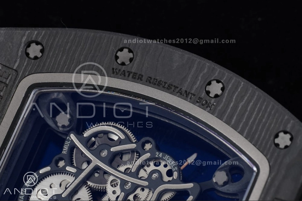 SoftTouch RM055 NTPT APSF 1:1 Best Edition RG Inner Bezel Black Crown On Black Rubber Strap RMUL2 Super Clone 1243