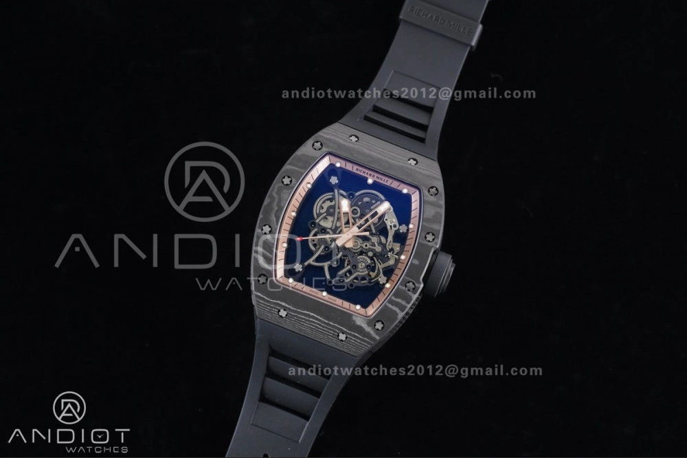 SoftTouch RM055 NTPT APSF 1:1 Best Edition RG Inner Bezel Black Crown On Black Rubber Strap RMUL2 Super Clone 1243