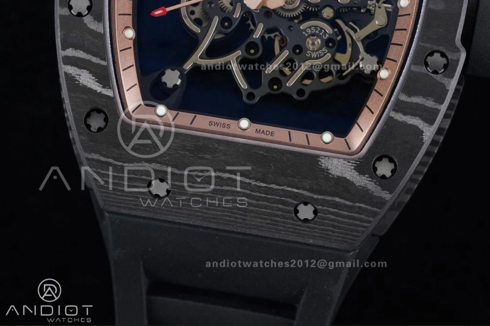 SoftTouch RM055 NTPT APSF 1:1 Best Edition RG Inner Bezel Black Crown On Black Rubber Strap RMUL2 Super Clone 1243