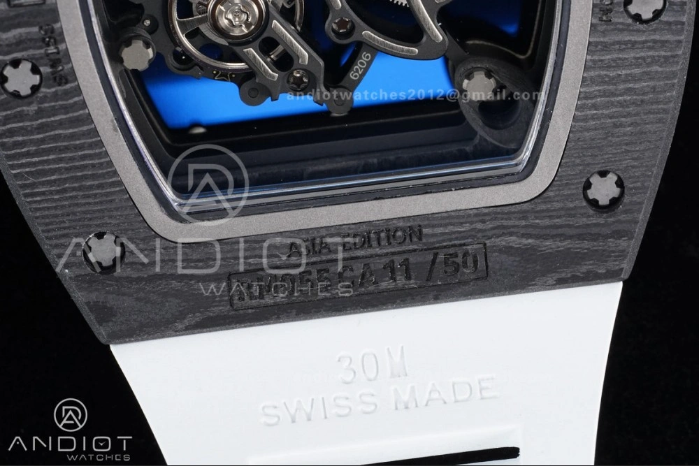 HighPerformance RM055 NTPT APSF 1:1 Best Edition White Bezel Red Crown on Rubber Strap RMUL2 Super Clone 1231