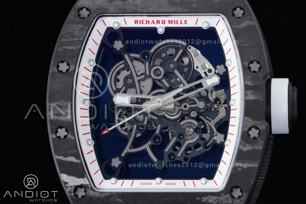 HighPerformance RM055 NTPT APSF 1:1 Best Edition White Bezel Red Crown on Rubber Strap RMUL2 Super Clone 1231