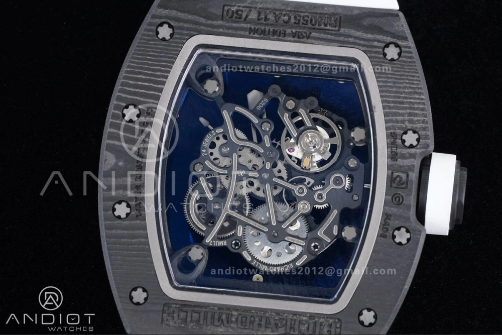 HighPerformance RM055 NTPT APSF 1:1 Best Edition White Bezel Red Crown on Rubber Strap RMUL2 Super Clone 1231