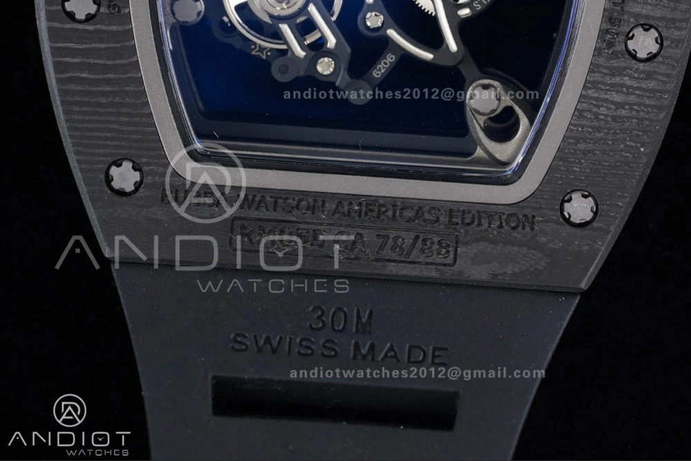 RM055 NTPT Ti APSF 1:1 Best Edition Black Inner Bezel Black Crown on Black Rubber Strap RMUL2 Super Clone Original 1232