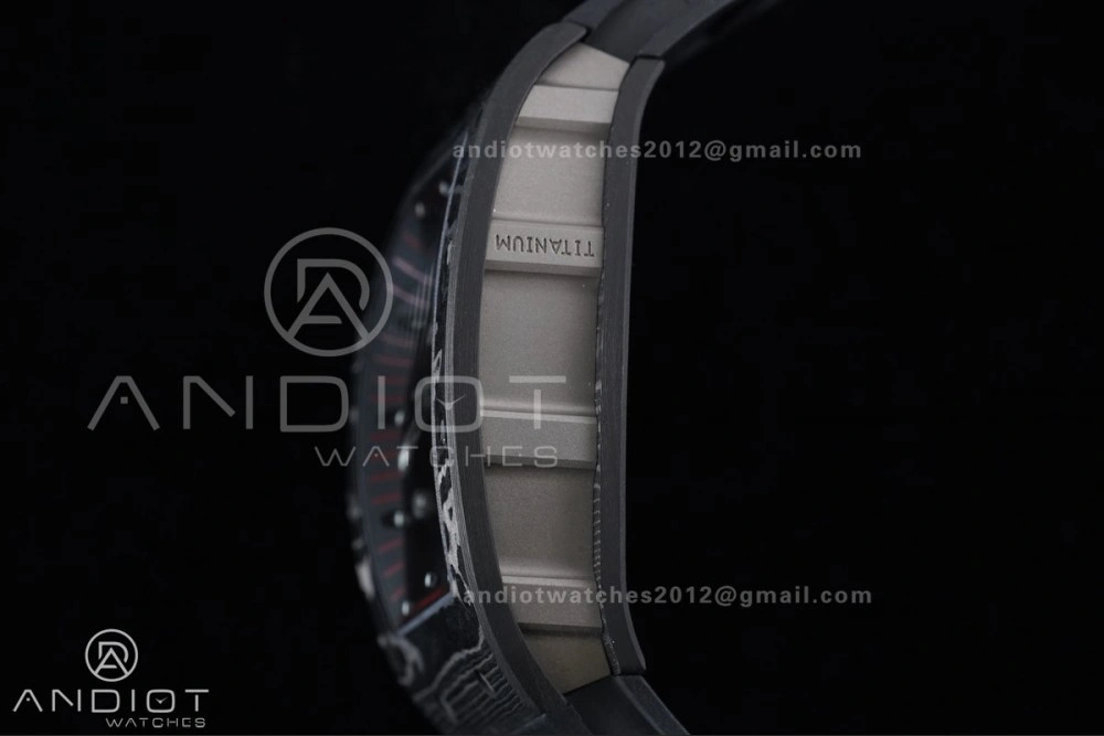 RM055 NTPT Ti APSF 1:1 Best Edition Black Inner Bezel Black Crown on Black Rubber Strap RMUL2 Super Clone Original 1232