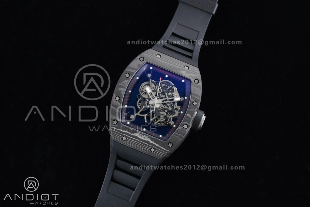 RM055 NTPT Ti APSF 1:1 Best Edition Black Inner Bezel Black Crown on Black Rubber Strap RMUL2 Super Clone Original 1232