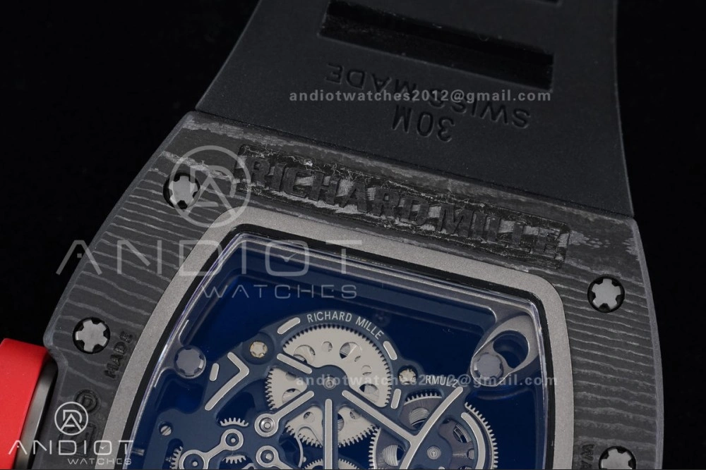 FashionForward RM055 NTPT Ti APSF 1:1 Best Edition Black Inner Bezel Red Crown on Black Rubber Strap RMUL2 Super Clone 1233