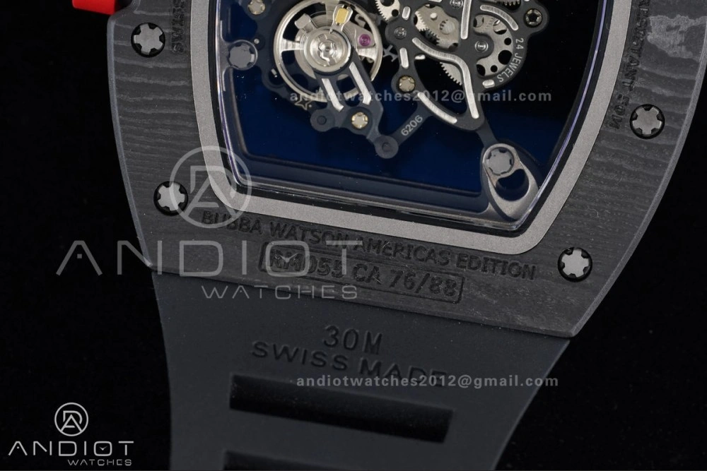 FashionForward RM055 NTPT Ti APSF 1:1 Best Edition Black Inner Bezel Red Crown on Black Rubber Strap RMUL2 Super Clone 1233