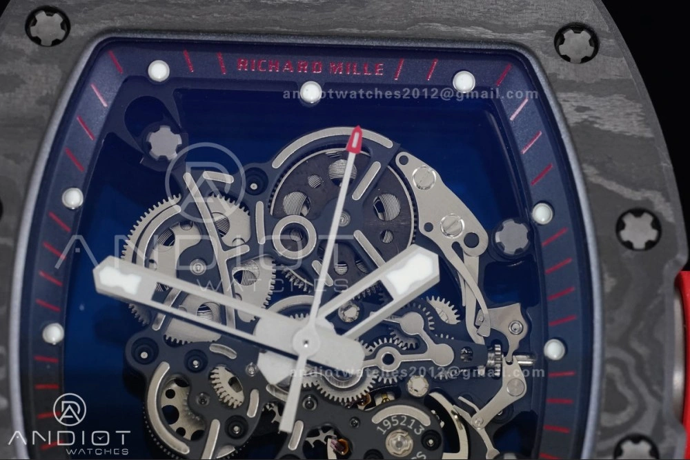 FashionForward RM055 NTPT Ti APSF 1:1 Best Edition Black Inner Bezel Red Crown on Black Rubber Strap RMUL2 Super Clone 1233