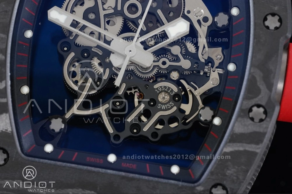 FashionForward RM055 NTPT Ti APSF 1:1 Best Edition Black Inner Bezel Red Crown on Black Rubber Strap RMUL2 Super Clone 1233