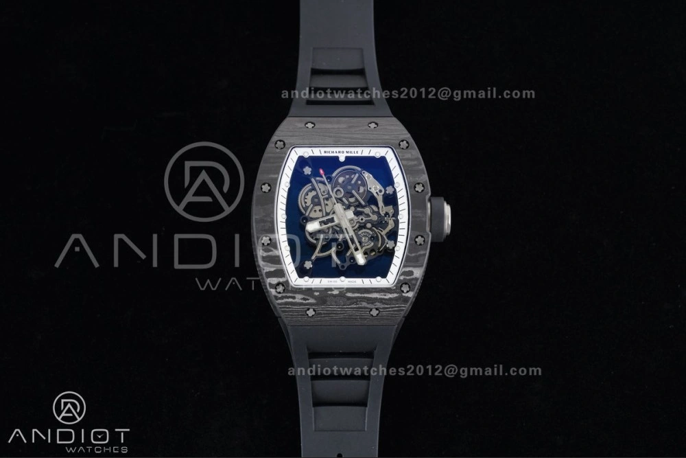 RM055 NTPT Ti APSF 1:1 Best Edition White Inner Bezel Black Crown on Rubber Strap RMUL2 Super Clone Breathable 1239