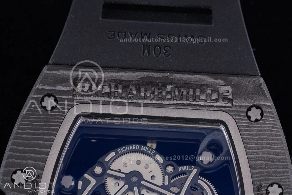 QuickDry RM055 NTPT Ti APSF 1:1 Best Edition White Inner Bezel Black Crown on Rubber Strap RMUL2 Super Clone 1234