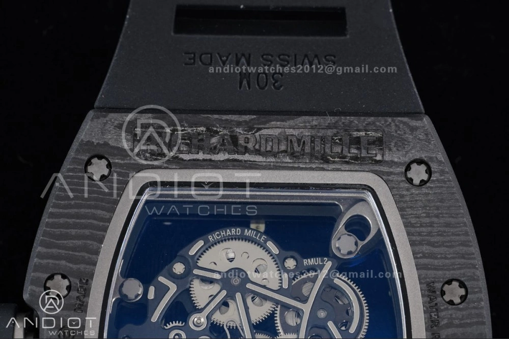 QuickDry RM055 NTPT Ti APSF 1:1 Best Edition White Inner Bezel Black Crown on Rubber Strap RMUL2 Super Clone 1234