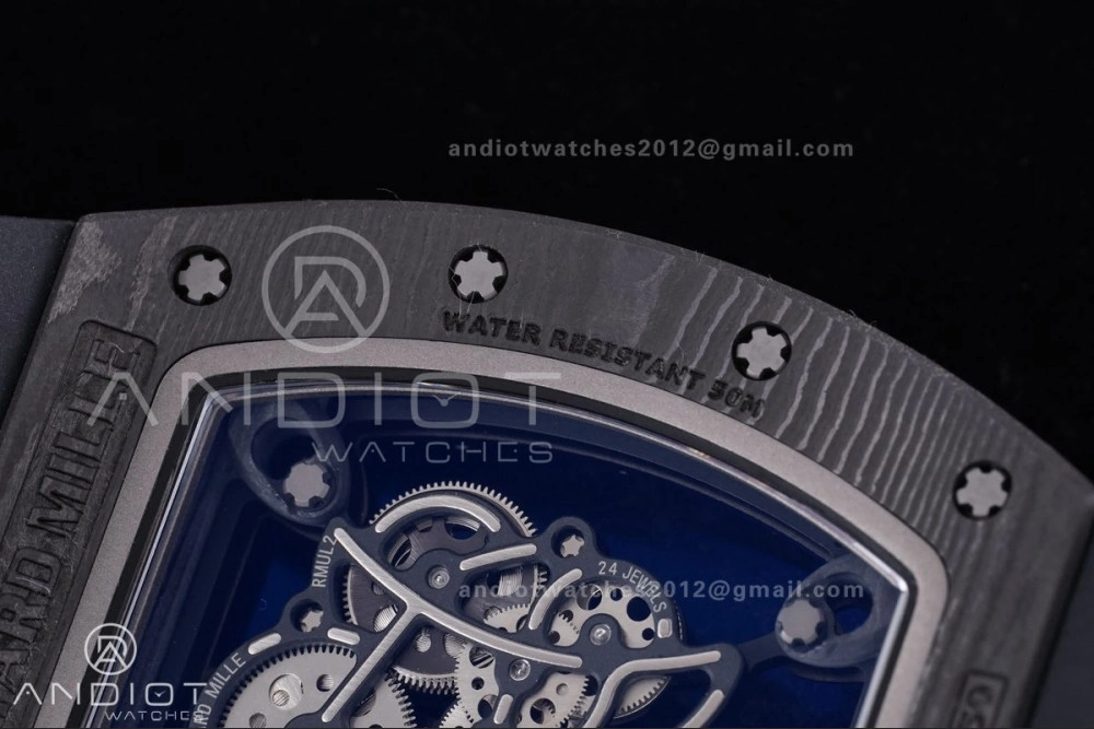 QuickDry RM055 NTPT Ti APSF 1:1 Best Edition White Inner Bezel Black Crown on Rubber Strap RMUL2 Super Clone 1234
