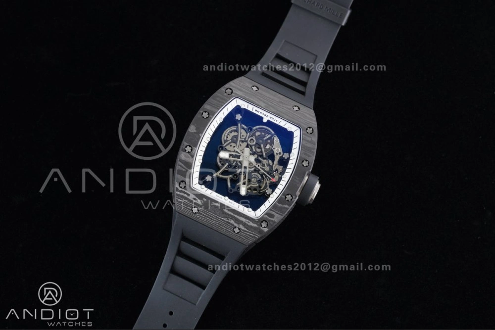 QuickDry RM055 NTPT Ti APSF 1:1 Best Edition White Inner Bezel Black Crown on Rubber Strap RMUL2 Super Clone 1234