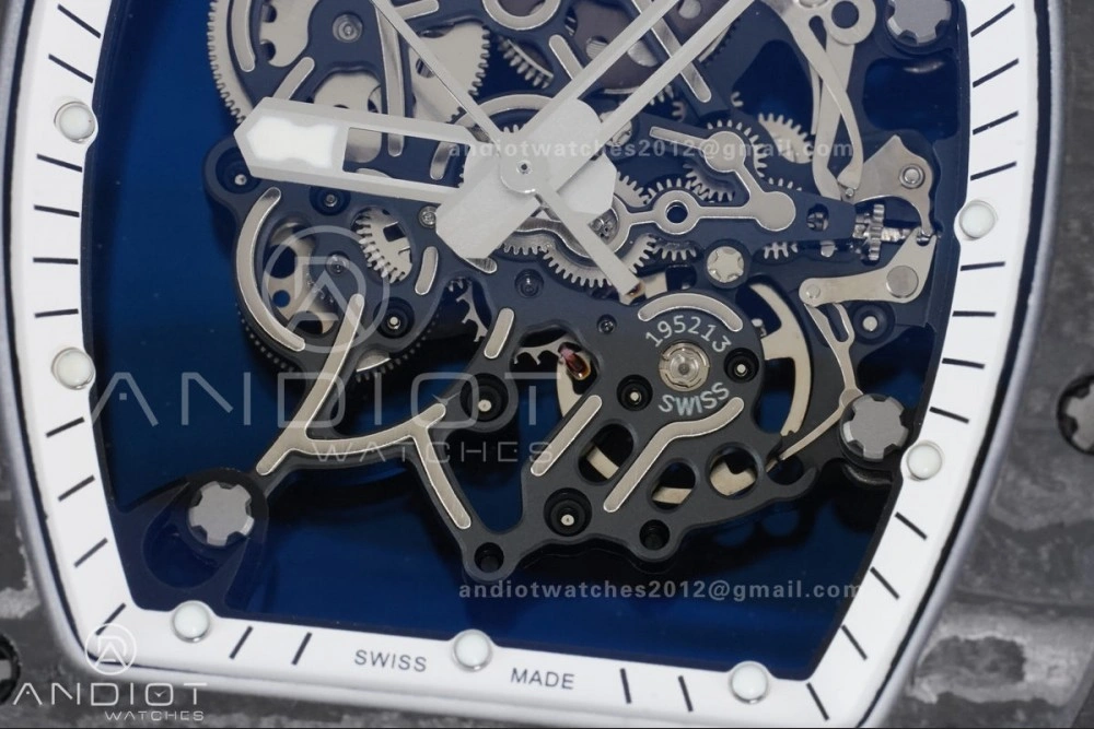 QuickDry RM055 NTPT Ti APSF 1:1 Best Edition White Inner Bezel Black Crown on Rubber Strap RMUL2 Super Clone 1234