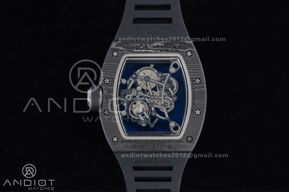QuickDry RM055 NTPT Ti APSF 1:1 Best Edition White Inner Bezel Black Crown on Rubber Strap RMUL2 Super Clone 1234