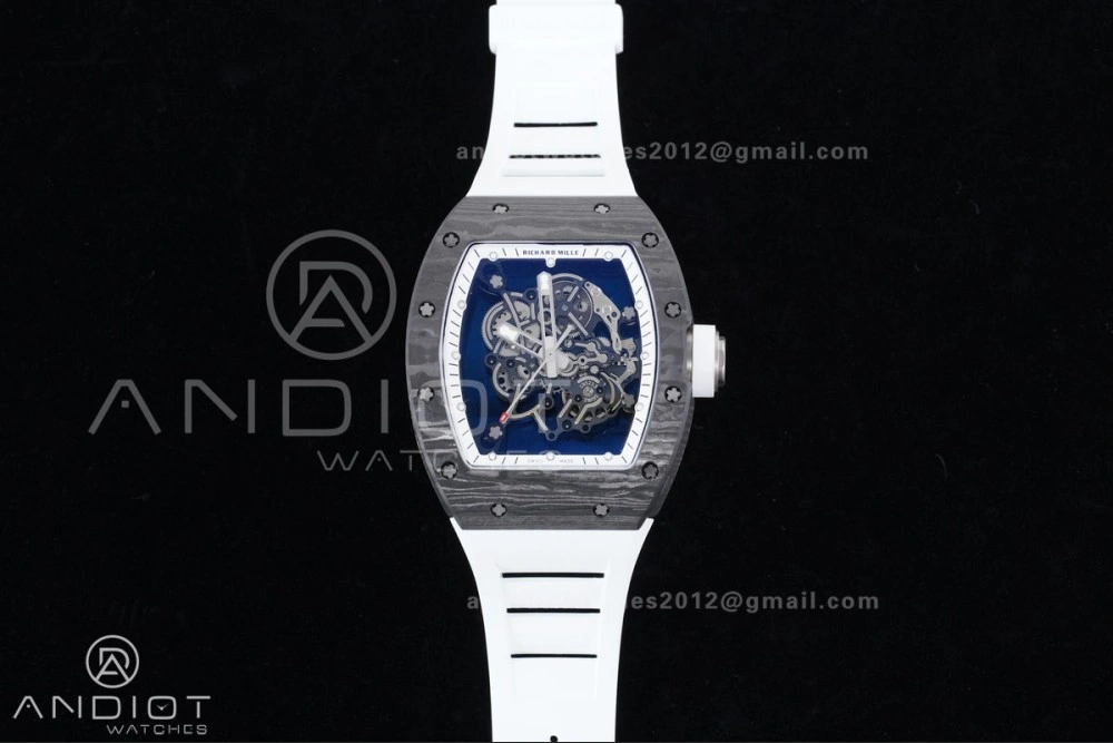 Contemporary RM055 NTPT Ti APSF 1:1 Best Edition White Inner Bezel White Crown on Rubber Strap RMUL2 Super Clone 1242