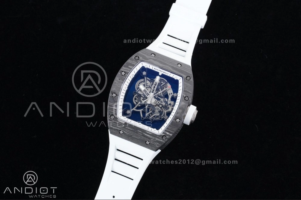 Contemporary RM055 NTPT Ti APSF 1:1 Best Edition White Inner Bezel White Crown on Rubber Strap RMUL2 Super Clone 1242