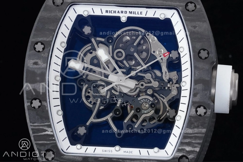 Contemporary RM055 NTPT Ti APSF 1:1 Best Edition White Inner Bezel White Crown on Rubber Strap RMUL2 Super Clone 1242