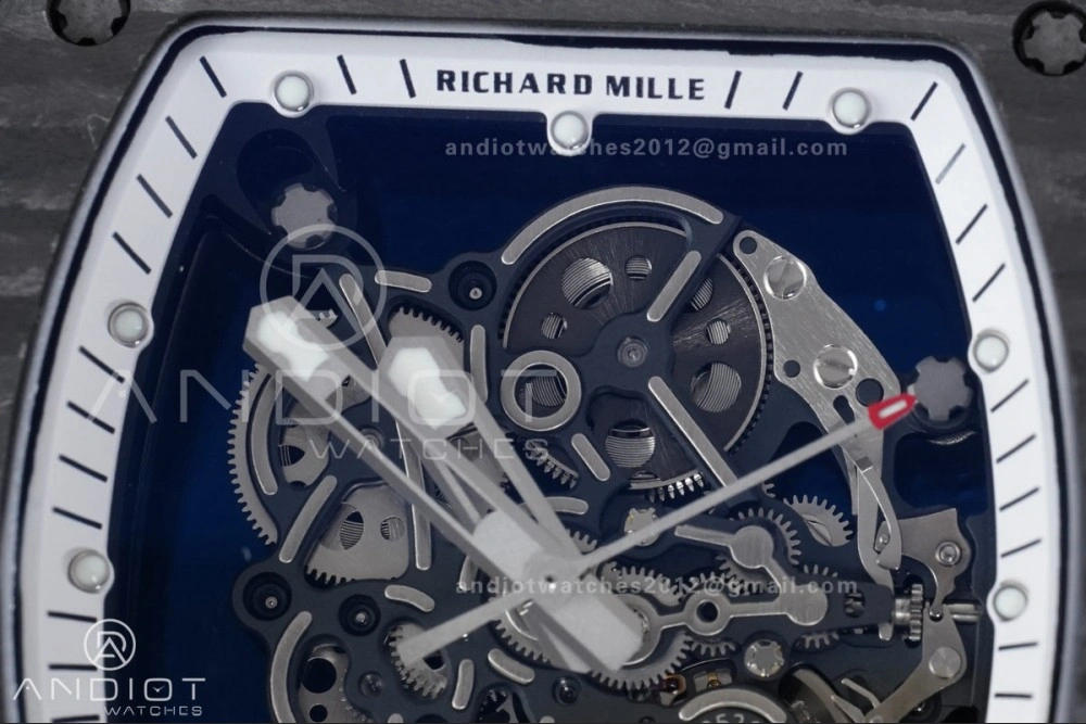Contemporary RM055 NTPT Ti APSF 1:1 Best Edition White Inner Bezel White Crown on Rubber Strap RMUL2 Super Clone 1242