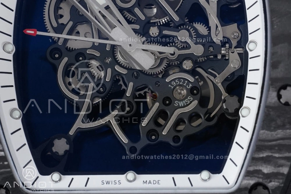 Contemporary RM055 NTPT Ti APSF 1:1 Best Edition White Inner Bezel White Crown on Rubber Strap RMUL2 Super Clone 1242