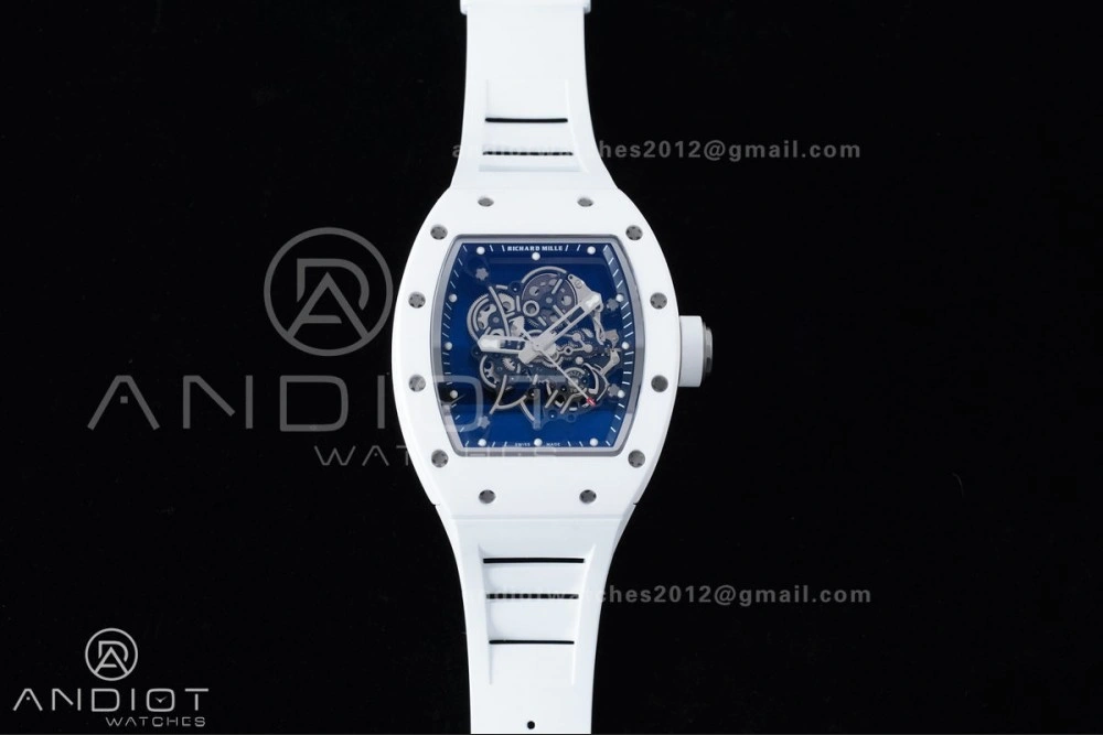 Durable RM055 White Ceramic APSF 1:1 Best Edition on White Rubber Strap RMUL2 Super Clone 1237