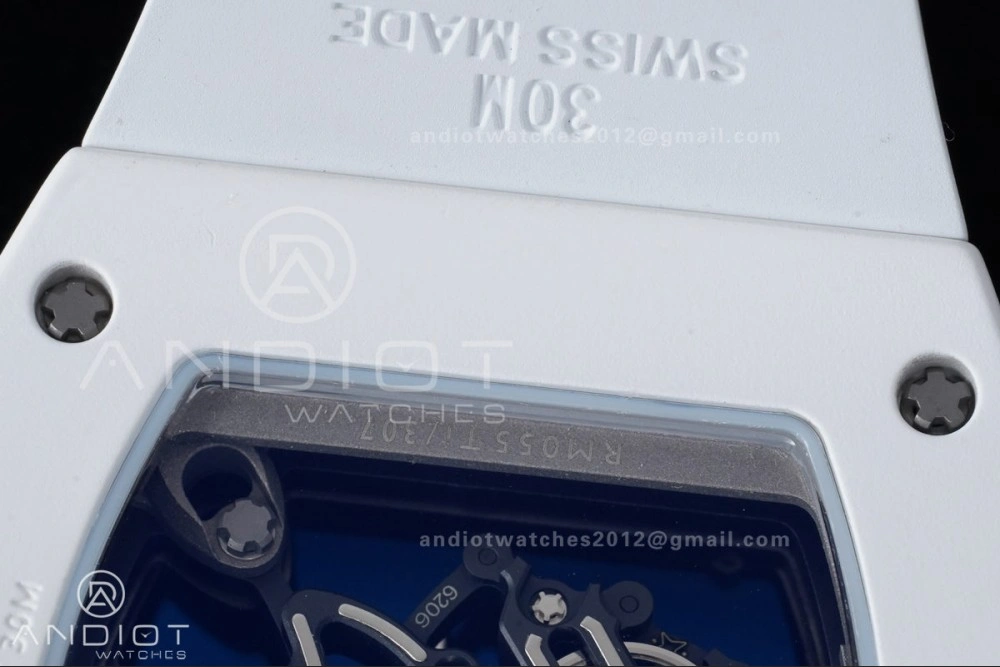 Durable RM055 White Ceramic APSF 1:1 Best Edition on White Rubber Strap RMUL2 Super Clone 1237