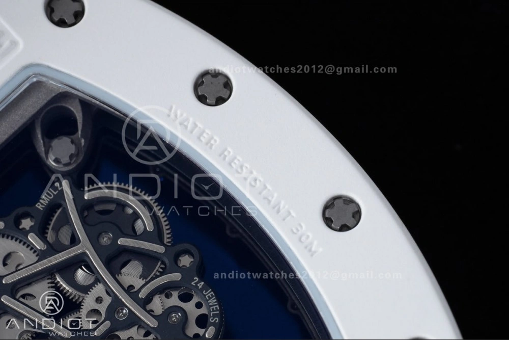 Durable RM055 White Ceramic APSF 1:1 Best Edition on White Rubber Strap RMUL2 Super Clone 1237