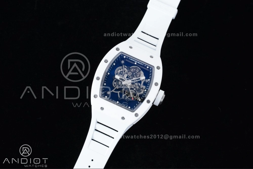 Durable RM055 White Ceramic APSF 1:1 Best Edition on White Rubber Strap RMUL2 Super Clone 1237