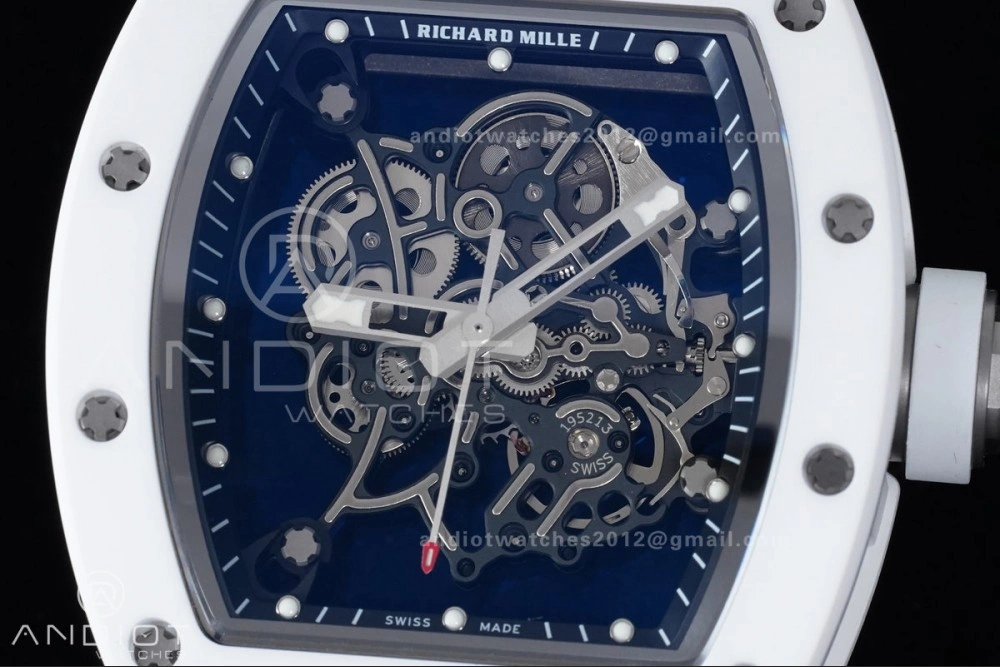 Durable RM055 White Ceramic APSF 1:1 Best Edition on White Rubber Strap RMUL2 Super Clone 1237