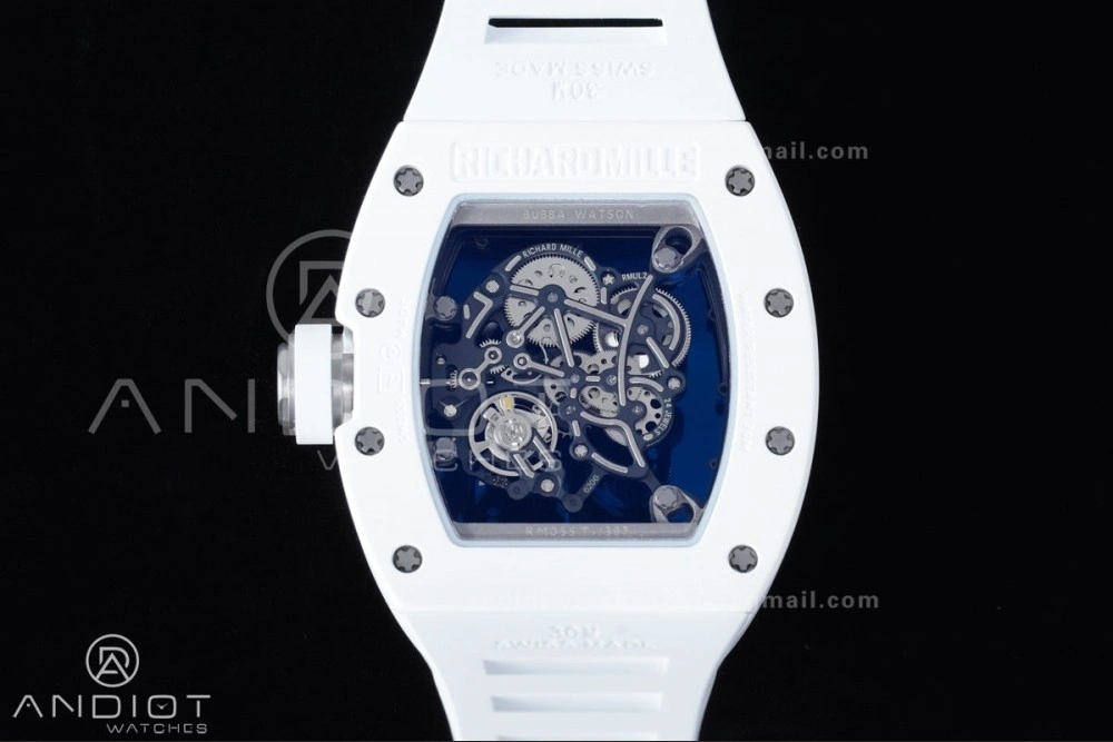 Durable RM055 White Ceramic APSF 1:1 Best Edition on White Rubber Strap RMUL2 Super Clone 1237