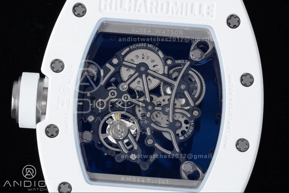 Durable RM055 White Ceramic APSF 1:1 Best Edition on White Rubber Strap RMUL2 Super Clone 1237