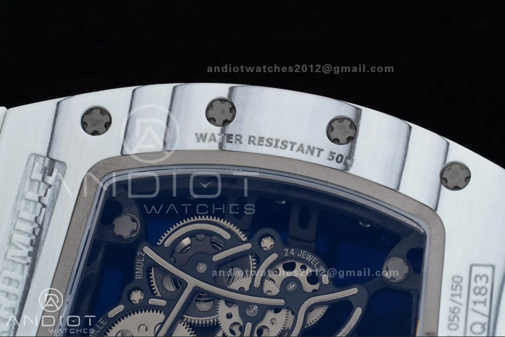 Compact RM061 White Ceramic APSF 1:1 Best Edition on White Rubber Strap RMUL2 Super Clone 1236