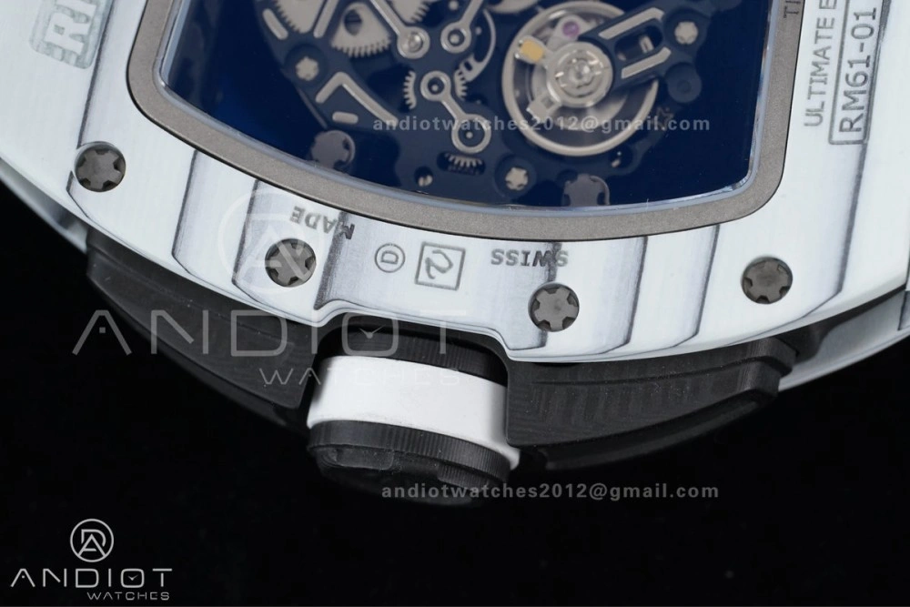 Compact RM061 White Ceramic APSF 1:1 Best Edition on White Rubber Strap RMUL2 Super Clone 1236