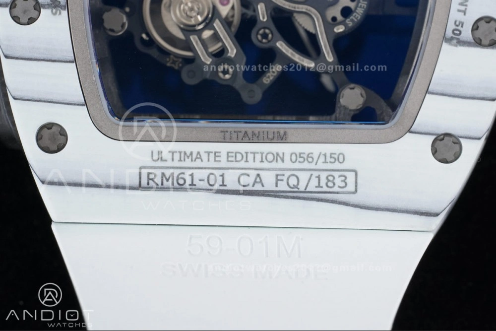 Compact RM061 White Ceramic APSF 1:1 Best Edition on White Rubber Strap RMUL2 Super Clone 1236