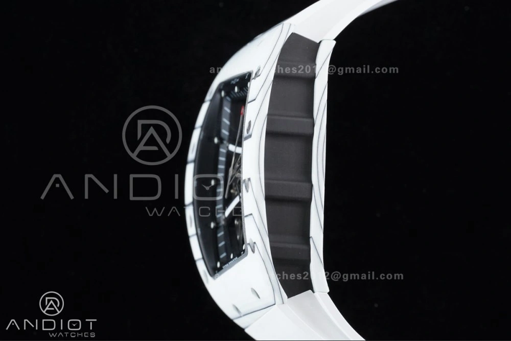 Compact RM061 White Ceramic APSF 1:1 Best Edition on White Rubber Strap RMUL2 Super Clone 1236
