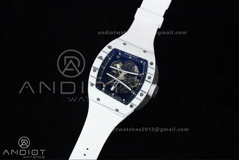 Compact RM061 White Ceramic APSF 1:1 Best Edition on White Rubber Strap RMUL2 Super Clone 1236