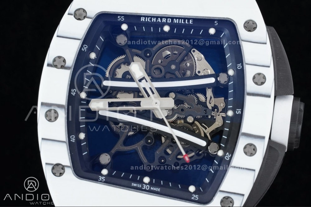 Compact RM061 White Ceramic APSF 1:1 Best Edition on White Rubber Strap RMUL2 Super Clone 1236