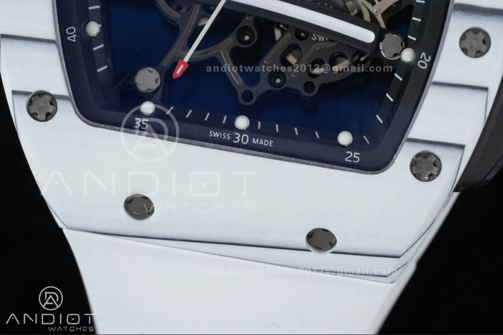 Compact RM061 White Ceramic APSF 1:1 Best Edition on White Rubber Strap RMUL2 Super Clone 1236
