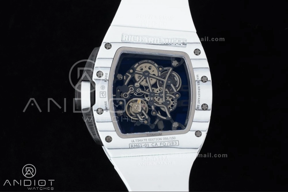 Compact RM061 White Ceramic APSF 1:1 Best Edition on White Rubber Strap RMUL2 Super Clone 1236