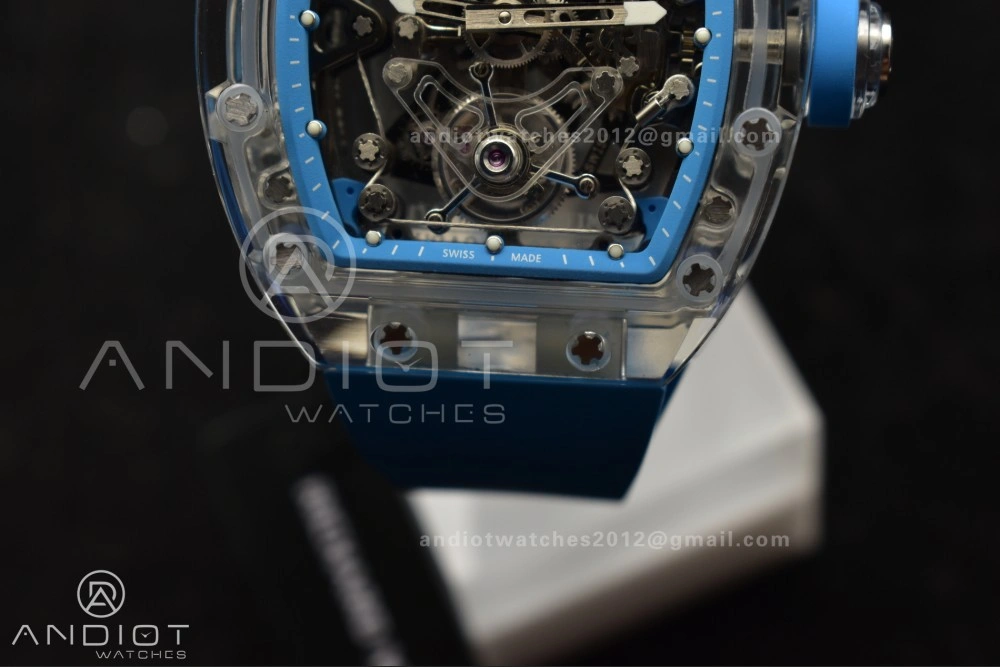 RM56-02 Transparent Tourbillon RMF Best Edition Skeleton Blue Dial on Blue Rubber Strap Durable 1244