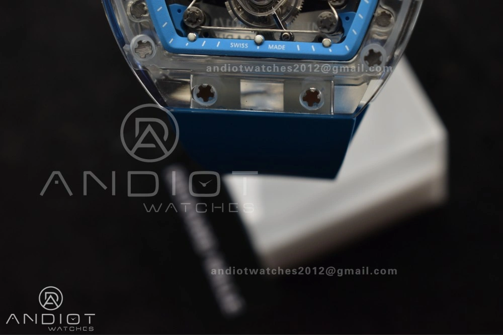 RM56-02 Transparent Tourbillon RMF Best Edition Skeleton Blue Dial on Blue Rubber Strap Durable 1244