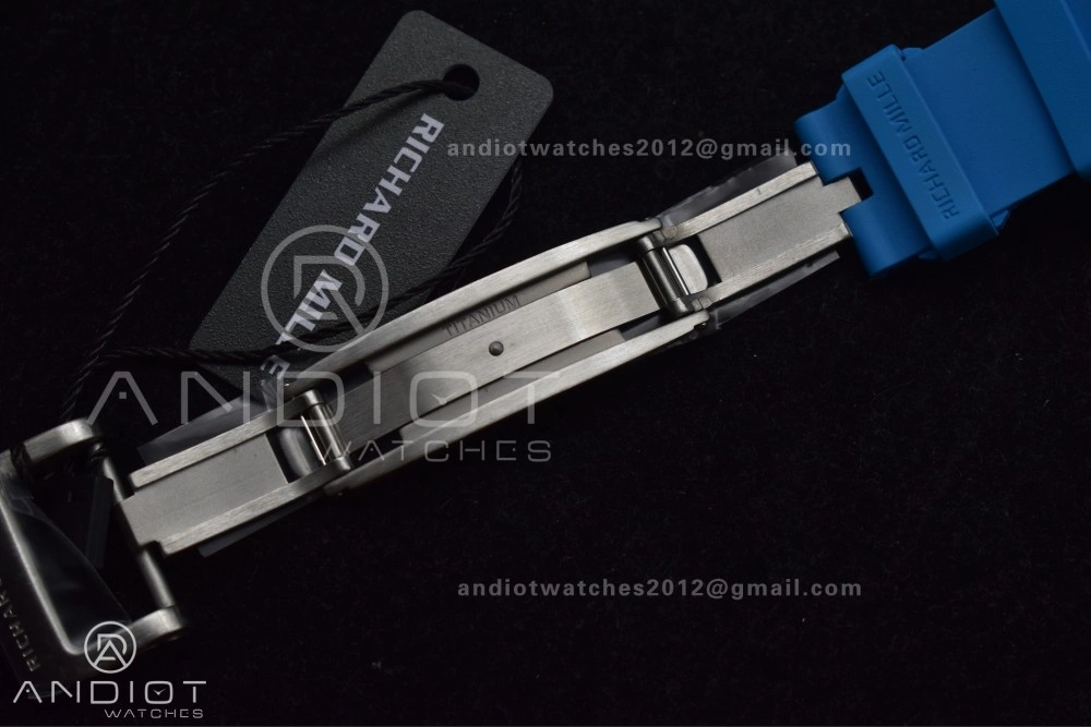 RM56-02 Transparent Tourbillon RMF Best Edition Skeleton Blue Dial on Blue Rubber Strap Durable 1244