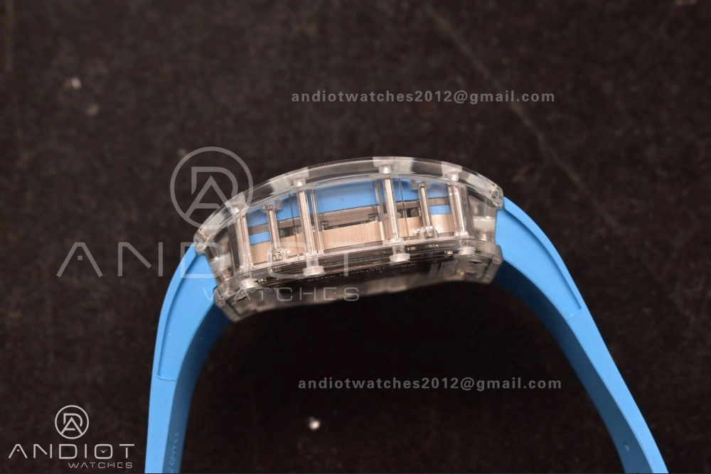 RM56-02 Transparent Tourbillon RMF Best Edition Skeleton Blue Dial on Blue Rubber Strap Durable 1244